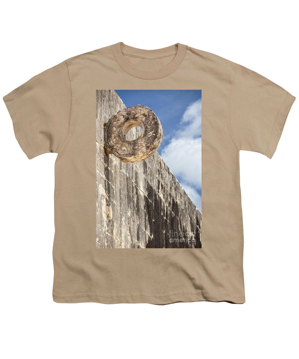 Art And Craft Youth T-Shirt featuring the photograph The Stone Ring at the Great Mayan Ball Court Of Chichen Itza by Bryan Mullennix