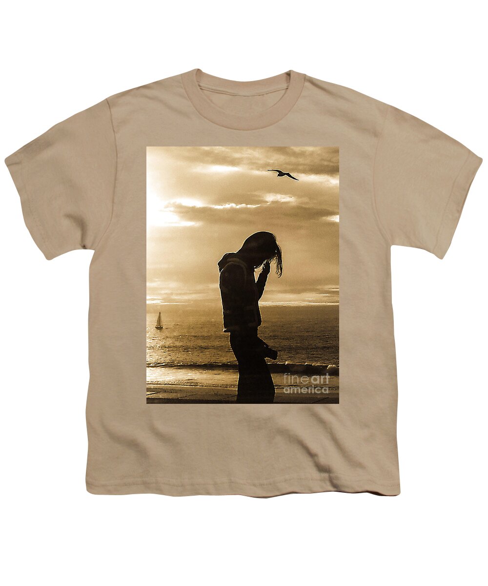 Emotion Youth T-Shirt featuring the photograph The Why That Won't Last _Sepia Version by Fei A