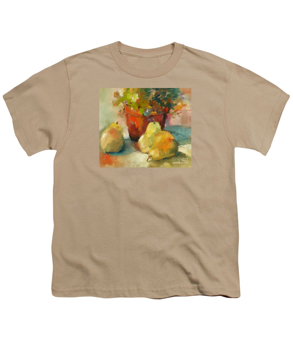 Still Life Youth T-Shirt featuring the painting Three Pears and a Pot by Michelle Abrams