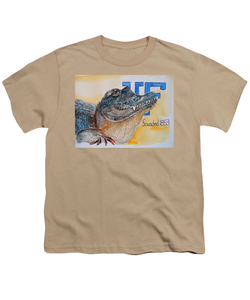 Florida Gator Youth T-Shirt featuring the painting University of Florida by Elaine Duras