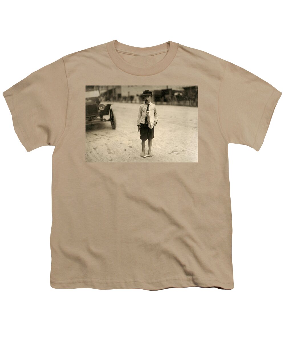 1913 Youth T-Shirt featuring the photograph Waco Newsboy, 1913 by Granger