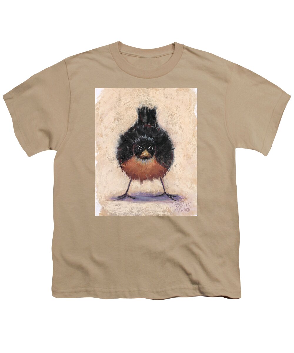 Mad Bird Youth T-Shirt featuring the pastel Who Are You Calling Fat by Billie Colson