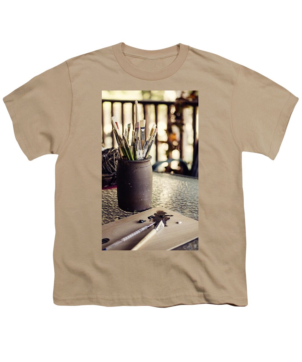 Paintbrush Youth T-Shirt featuring the photograph Work in Progress by Heather Applegate