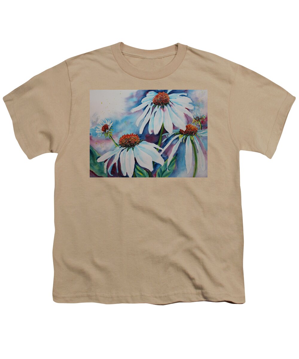 Flowers Youth T-Shirt featuring the painting Coneflower by Ruth Kamenev