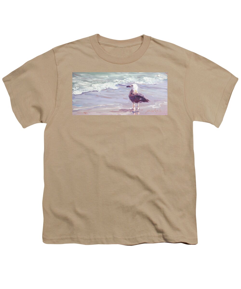 Seascape Youth T-Shirt featuring the painting Waiting For My Ship #1 by Sheila Wedegis