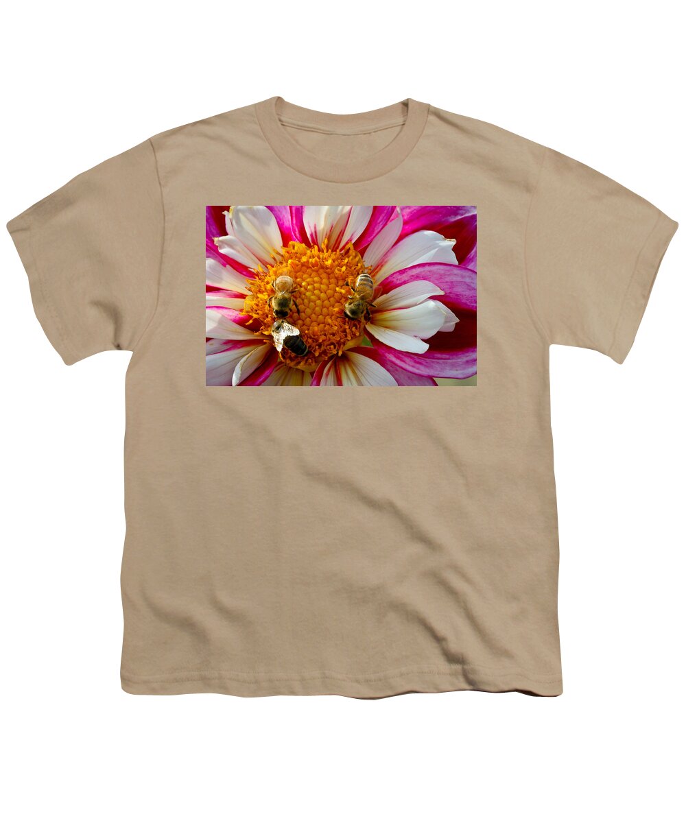 Dahlia Youth T-Shirt featuring the photograph Bee Time by Jean Noren