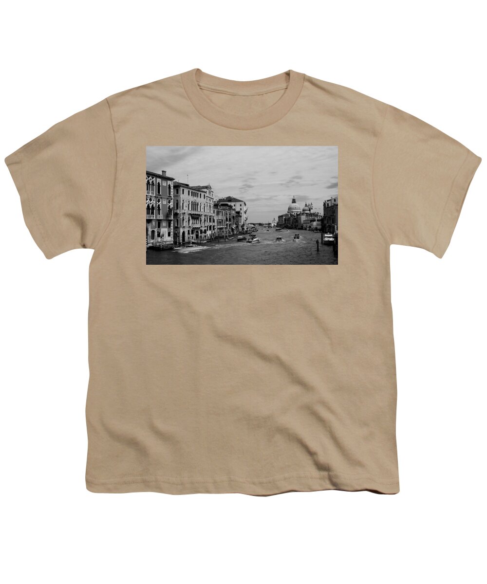 Venice Youth T-Shirt featuring the photograph Black and White Venice 3 by Andrew Fare