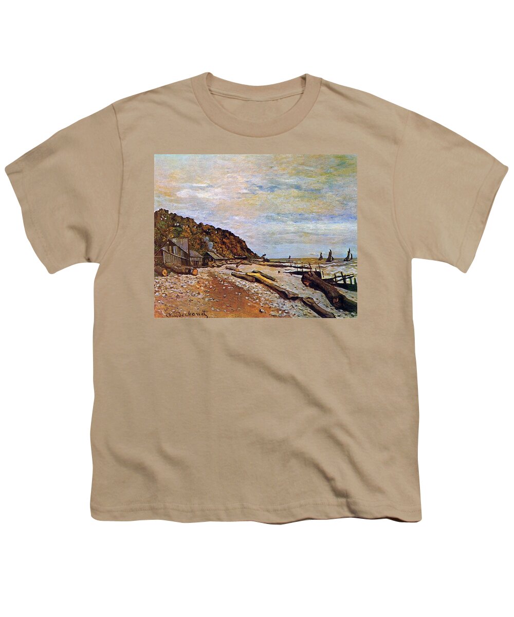 Boatyard Near Honfleur Youth T-Shirt featuring the painting Boatyard near Honfleur by Claude Monet