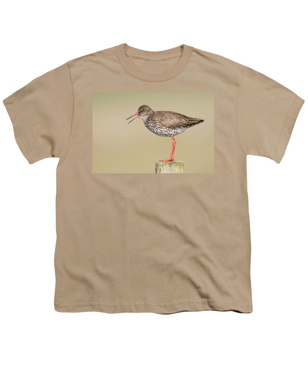 Fn Youth T-Shirt featuring the photograph Common Redshank Tringa Totanus Calling by Marcel van Kammen