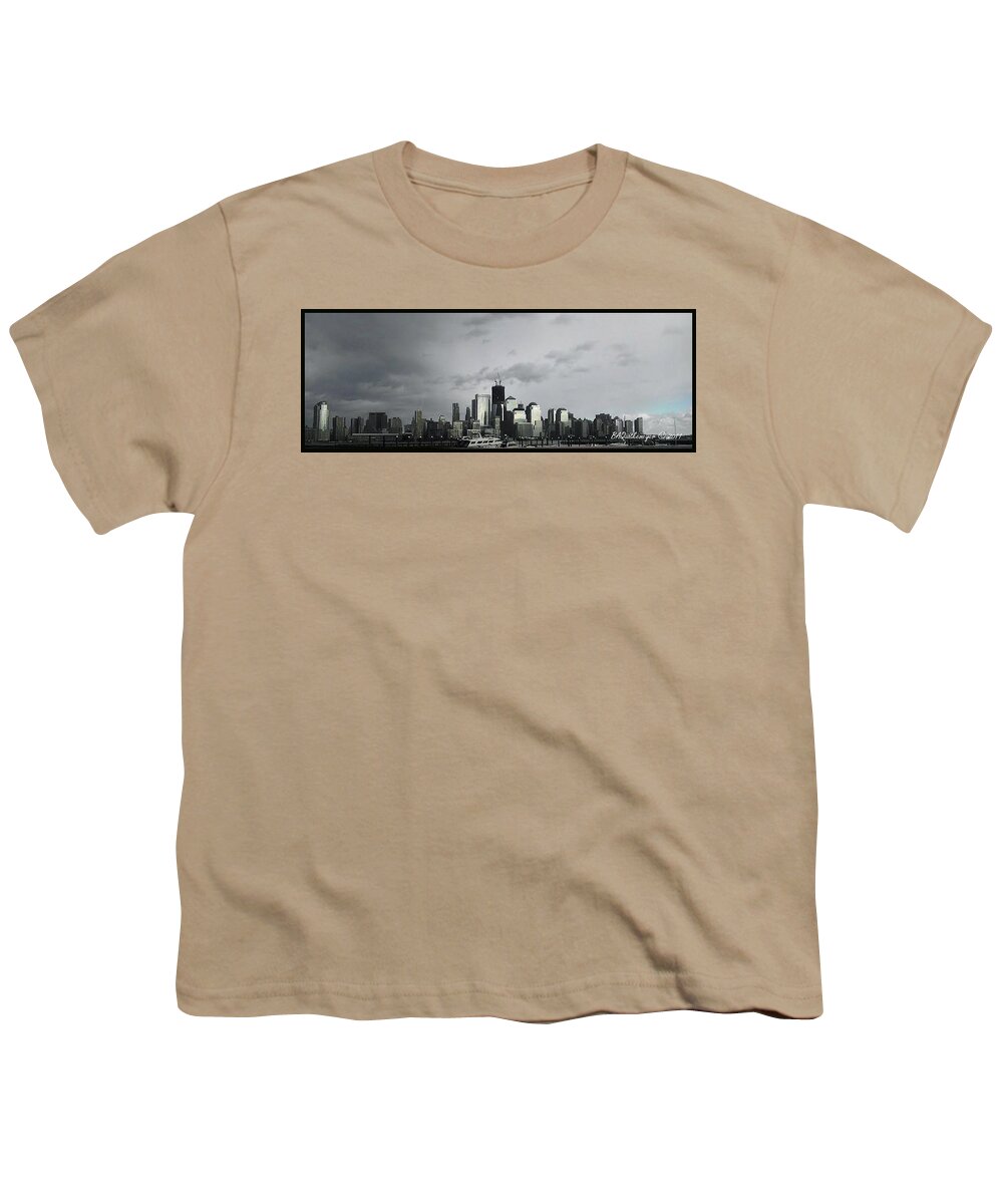Nyc Youth T-Shirt featuring the photograph 'NYC in Hurricane Irene Sky' by PJQandFriends Photography