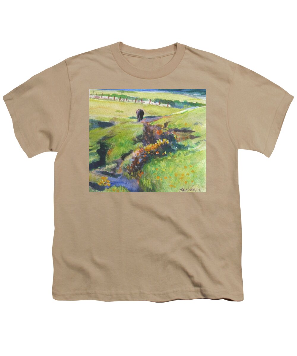 Landscape Youth T-Shirt featuring the painting The Queens Angus by Sheila Wedegis