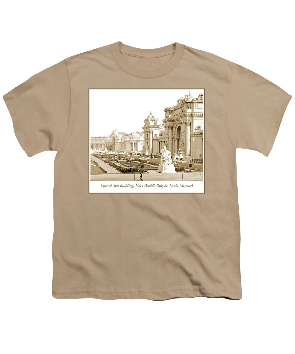 International Exposition Youth T-Shirt featuring the photograph 1904 Worlds Fair, Liberal Arts Building, Sunken Garden, 1904 by A Macarthur Gurmankin