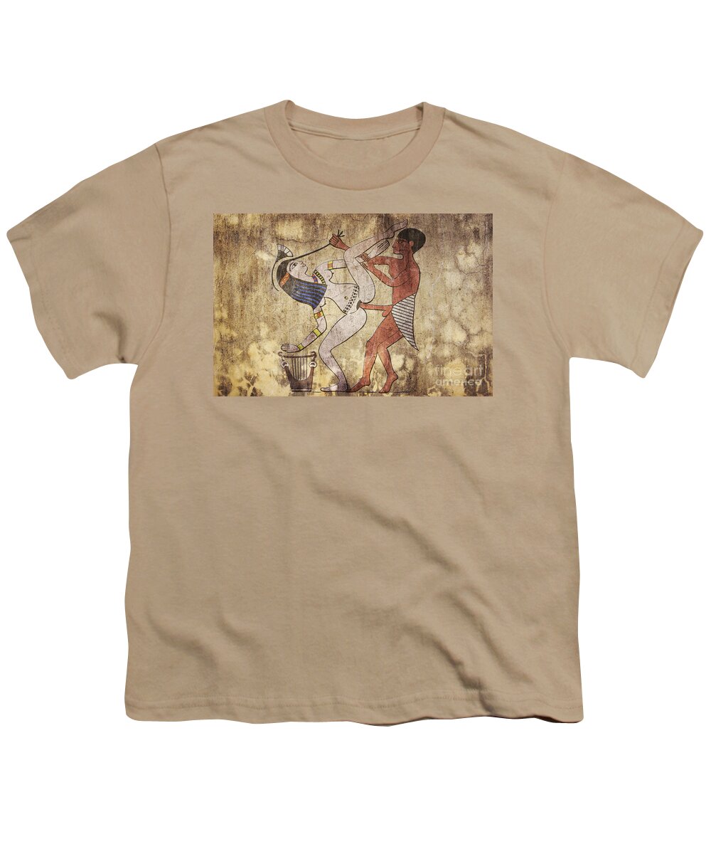 Erotic Youth T-Shirt featuring the mixed media Erotic Drawing Looks Like Fresco #1 by Michal Boubin