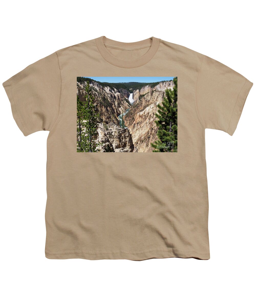 Lower Falls Youth T-Shirt featuring the photograph Lower Falls from Artist Point in Yellowstone National Park #1 by Louise Heusinkveld