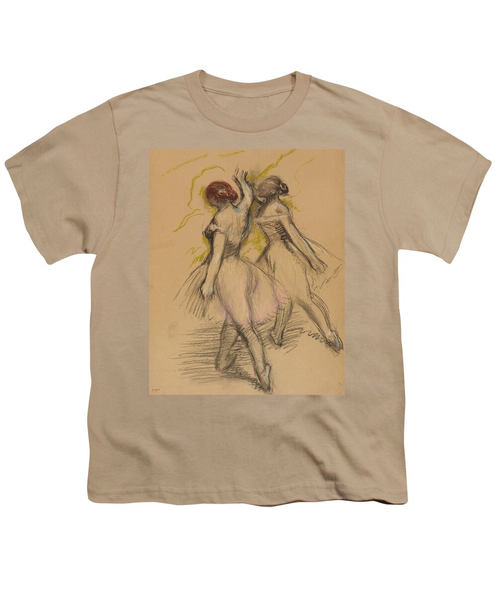 Degas Youth T-Shirt featuring the drawing Two Dancers by Edgar Degas