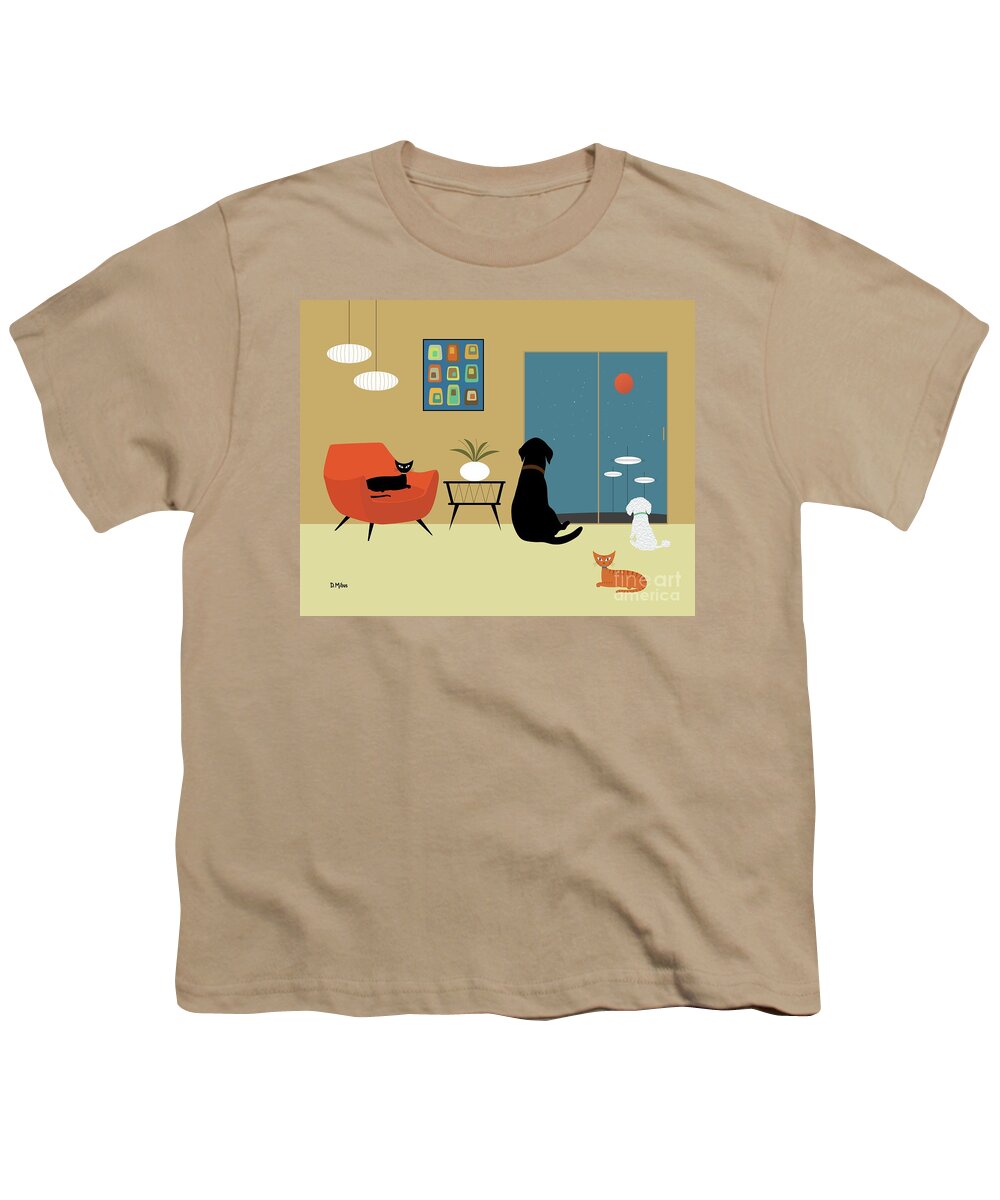 Mid Century Youth T-Shirt featuring the digital art Mid Century Modern Animals by Donna Mibus