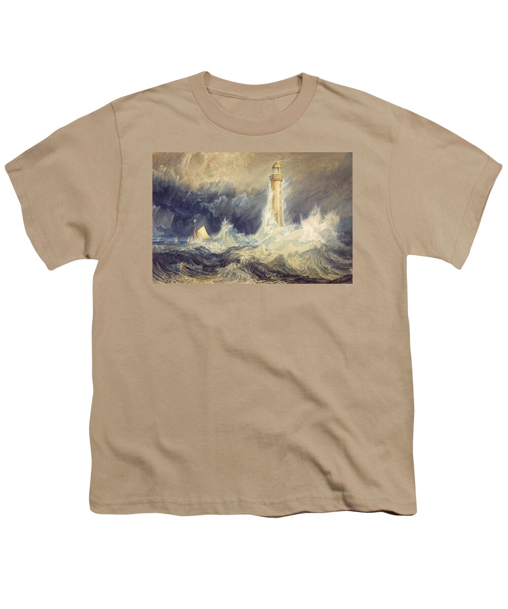 1819 Youth T-Shirt featuring the painting Bell Rock Lighthouse #3 by MotionAge Designs