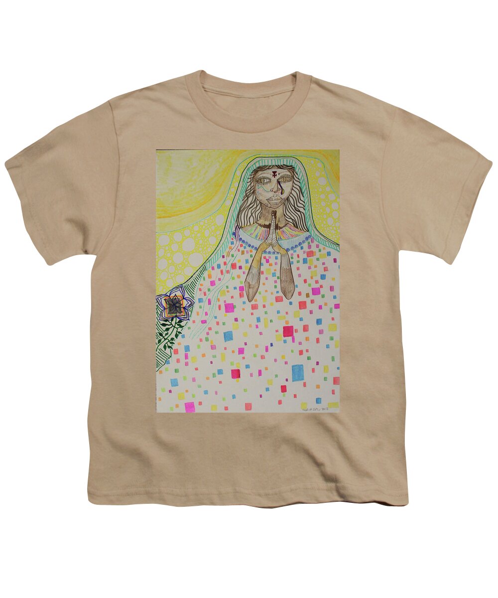 Jesus Youth T-Shirt featuring the painting Pieta #34 by Gloria Ssali