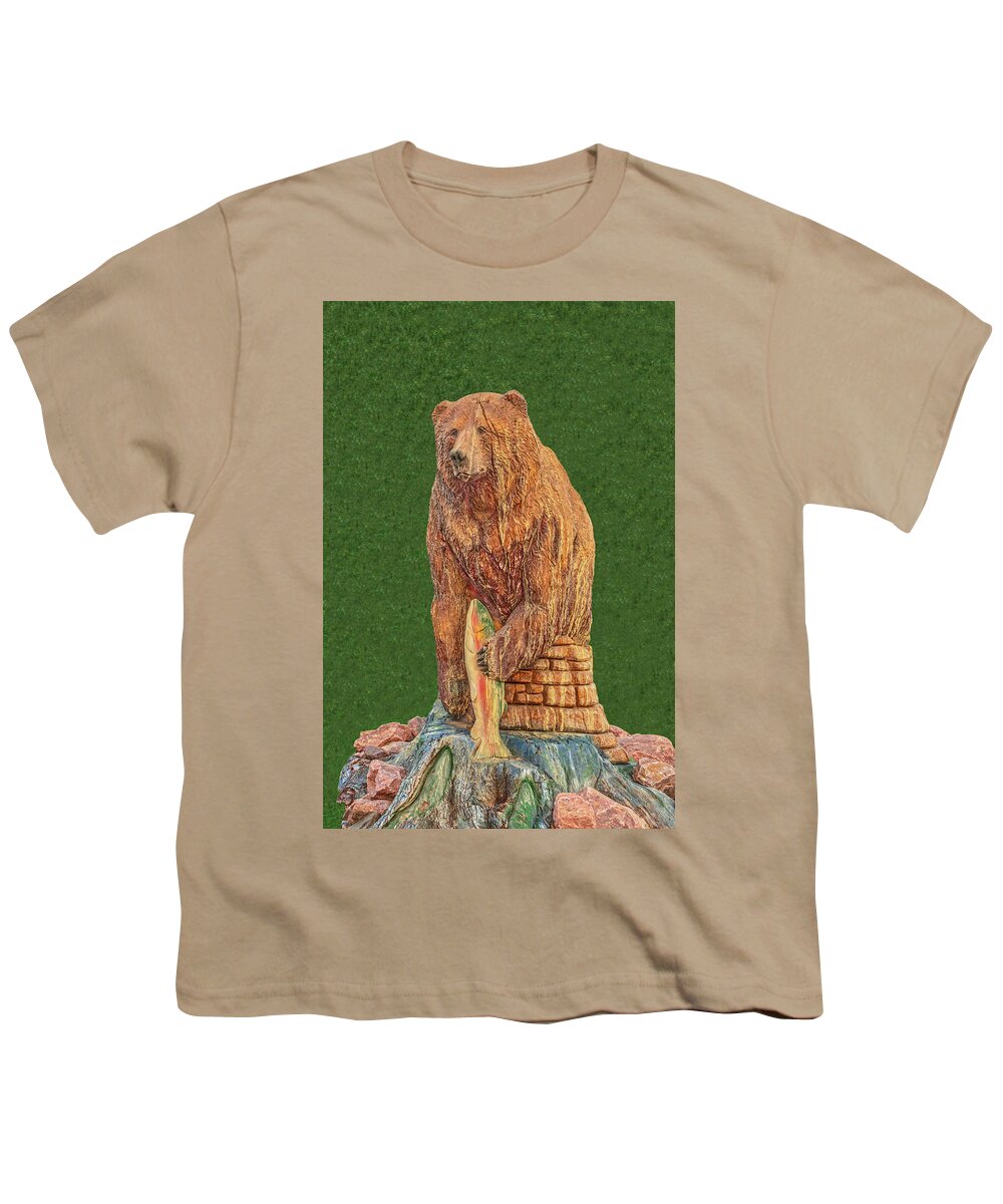 Wood Statues Youth T-Shirt featuring the photograph A Creative Soul Carved This Bear Out Of A Dead Tree In Florence, Colorado. by Bijan Pirnia