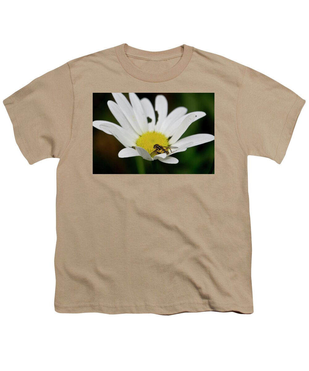 Nature Youth T-Shirt featuring the photograph A Hoverfly and a Daisy by Elena Perelman