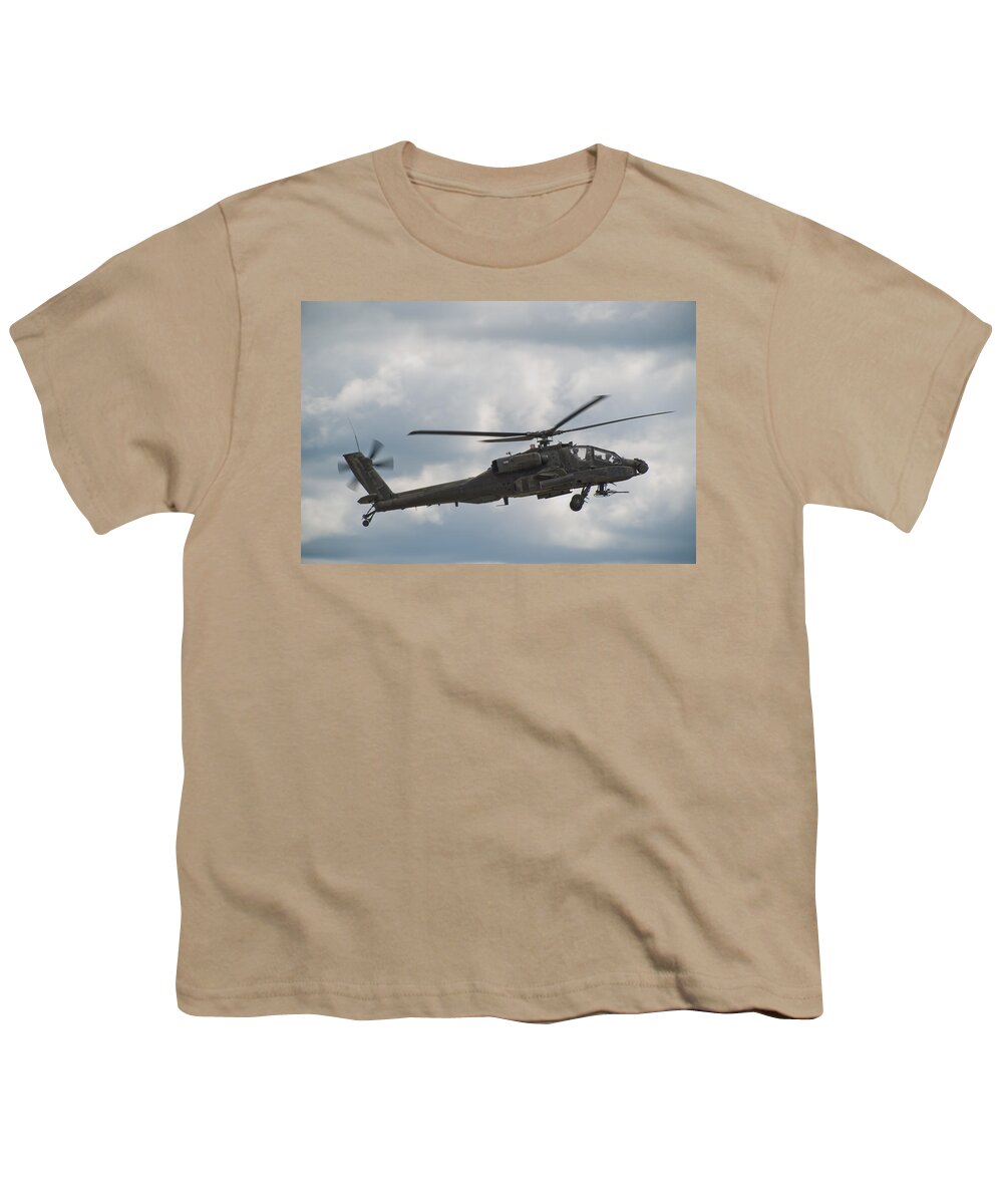 Helicopter Youth T-Shirt featuring the photograph AH-64 Apache by Sebastian Musial