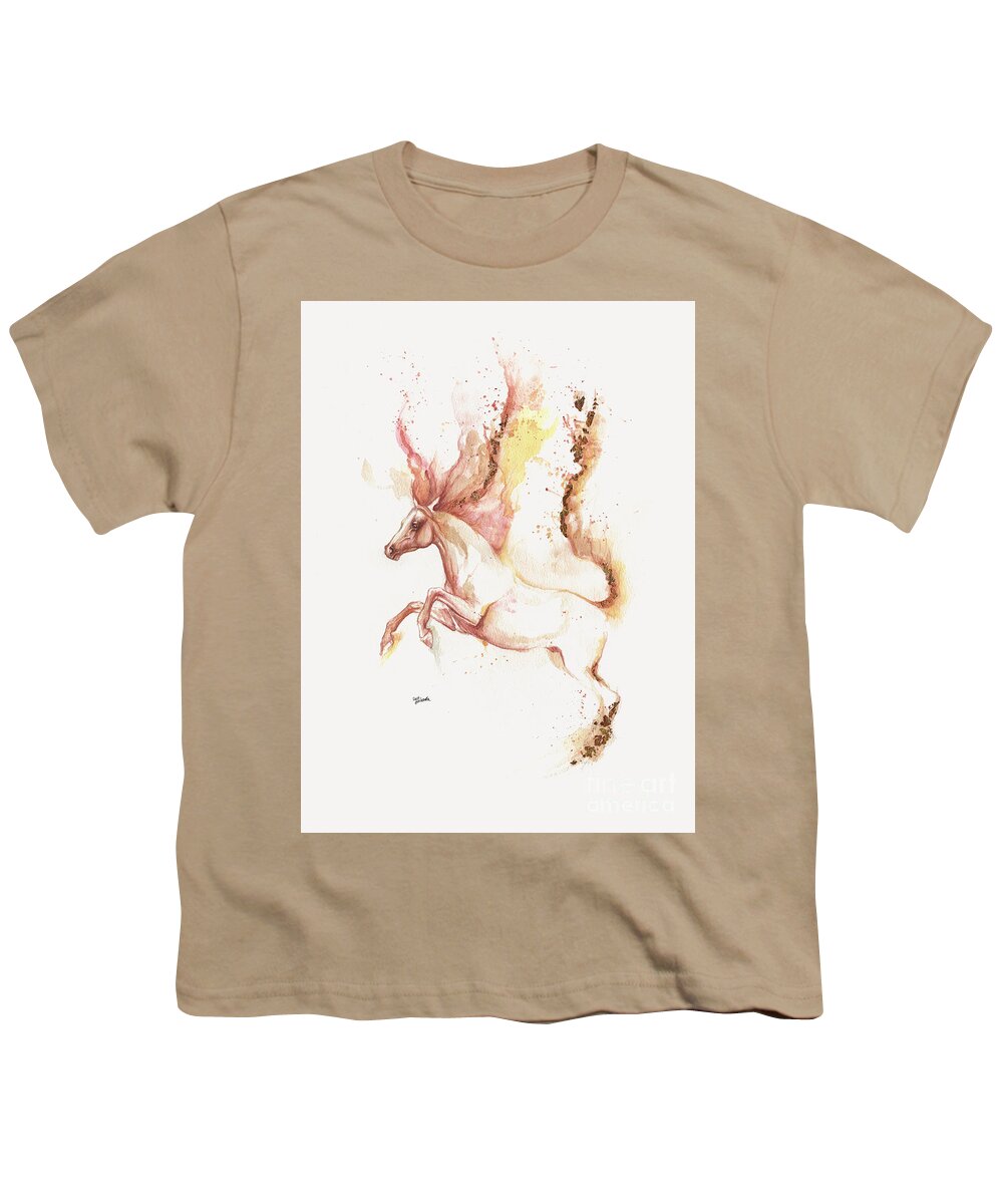 Horse Youth T-Shirt featuring the painting Almost Like An Unicorn 1 by Ang El