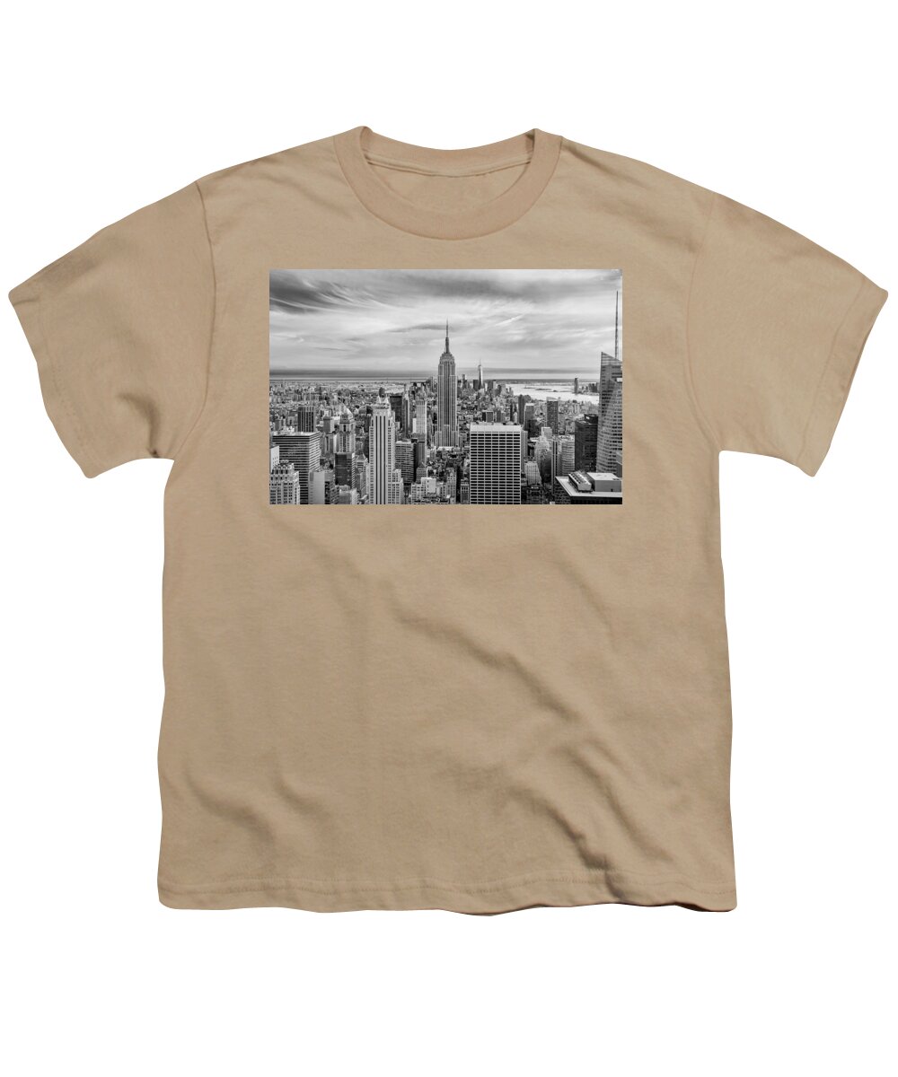 Manhattan Skyline Youth T-Shirt featuring the photograph Amazing Manhattan BW by Az Jackson