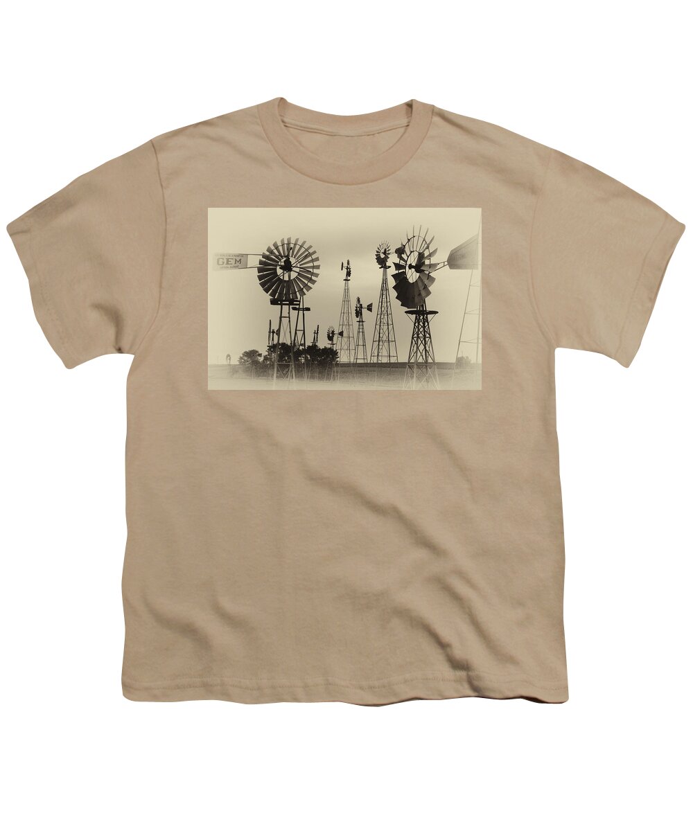Minnesota Youth T-Shirt featuring the photograph Antique Windmills by Patricia Schaefer