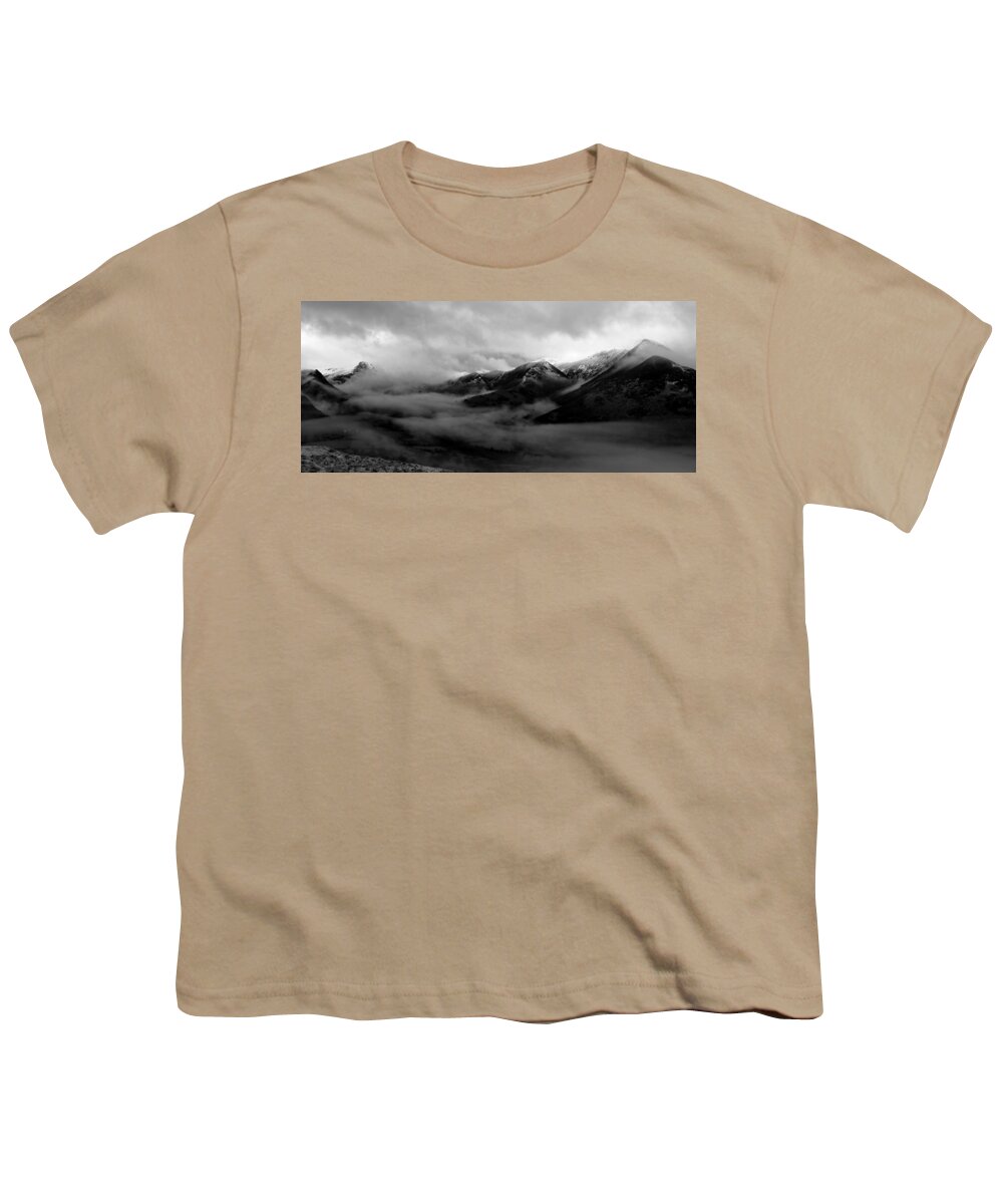 Nature Youth T-Shirt featuring the photograph Black and white panorama at Catbells by Lukasz Ryszka