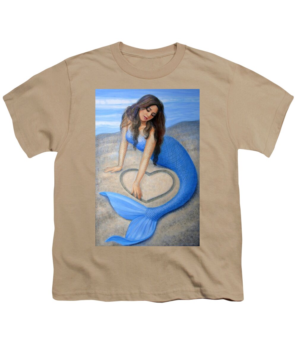 Mermaid Youth T-Shirt featuring the painting Blue Mermaid's Heart by Sue Halstenberg