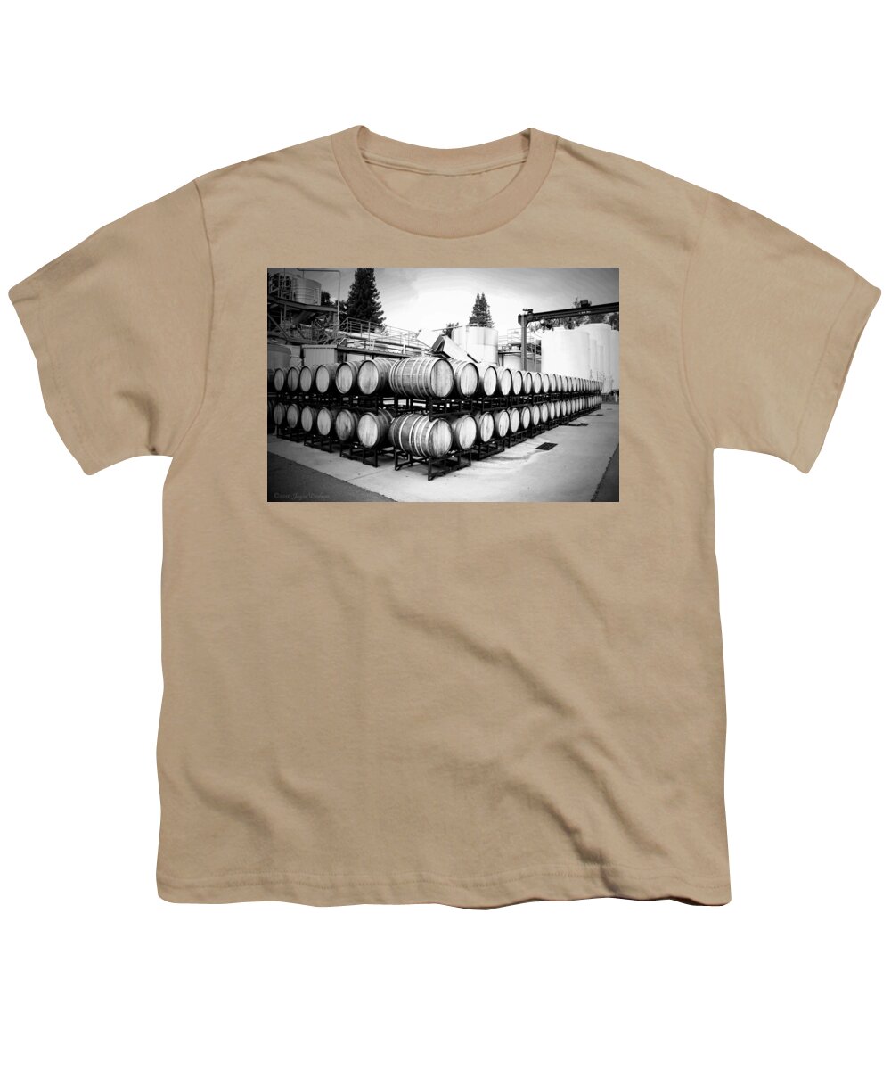 Bogle Youth T-Shirt featuring the photograph Bogle Winery By The Barrel B And W by Joyce Dickens