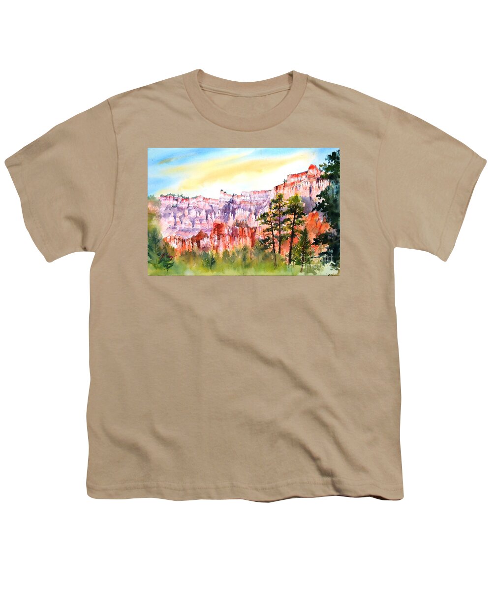 Bryce Canyon Youth T-Shirt featuring the painting Bryce Canyon #3 by Betty M M Wong