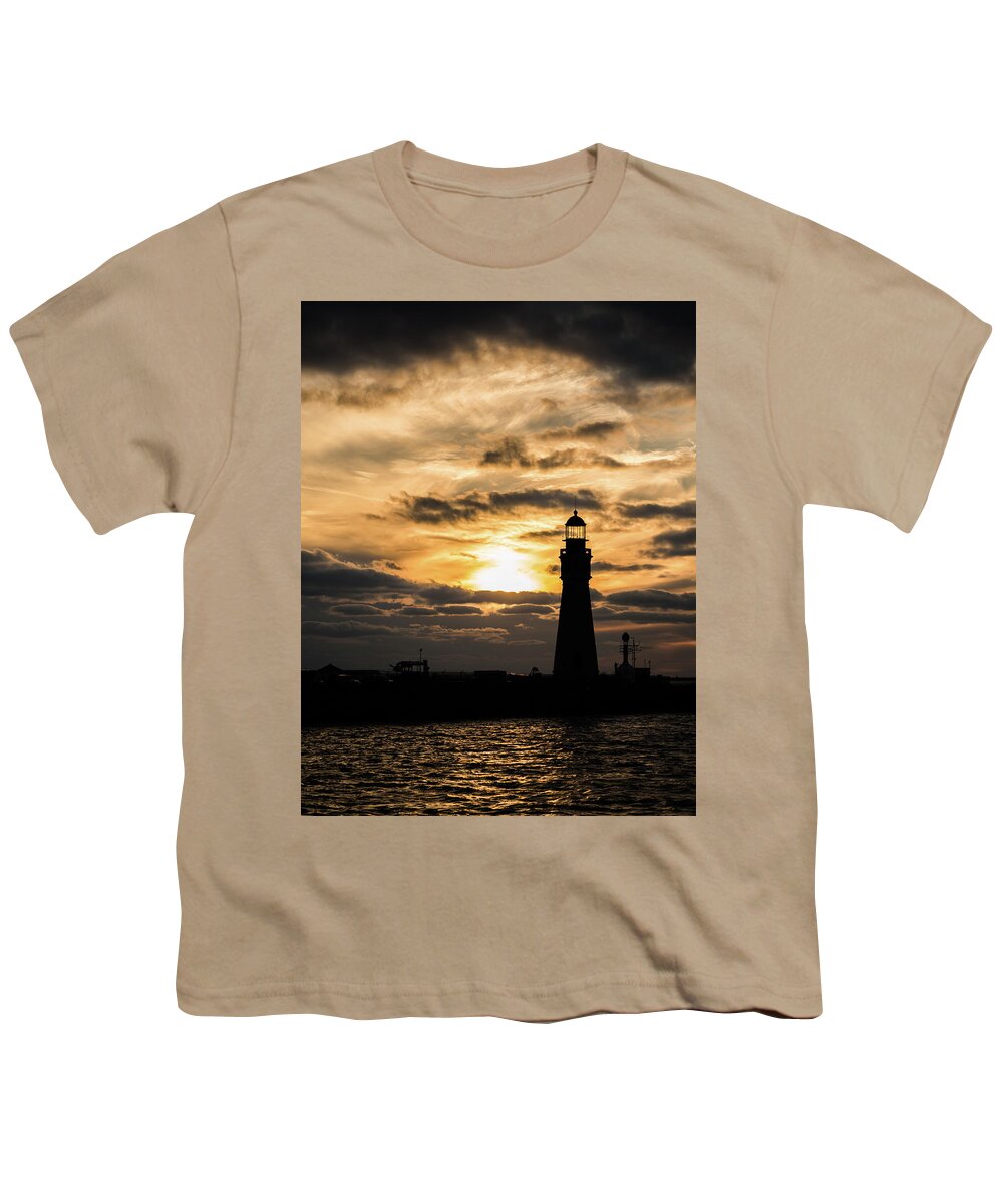 Lighthouse Youth T-Shirt featuring the photograph Buffalo Light House by Dave Niedbala