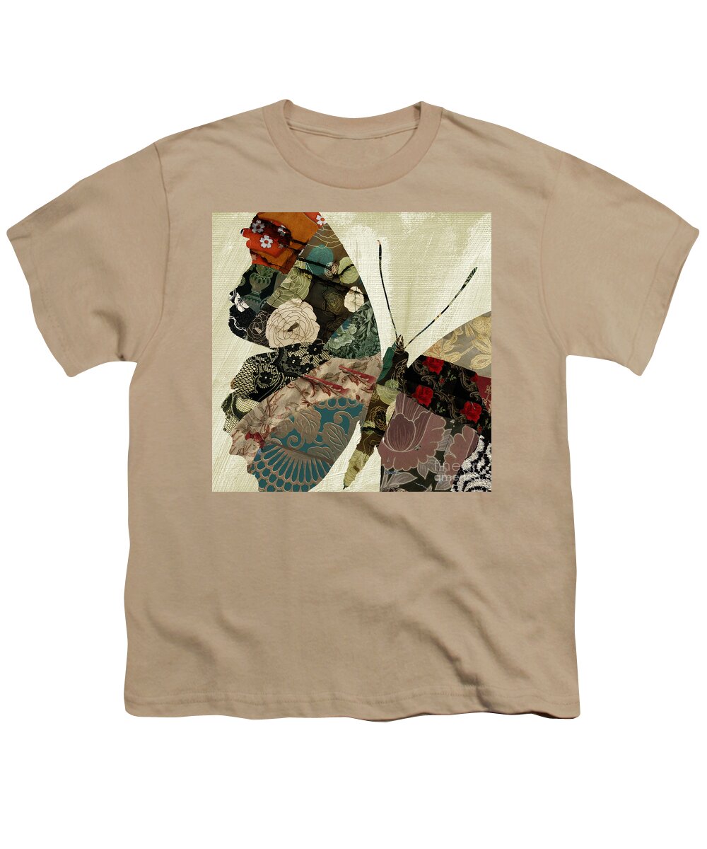 Butterfly Youth T-Shirt featuring the painting Butterfly Brocade III by Mindy Sommers