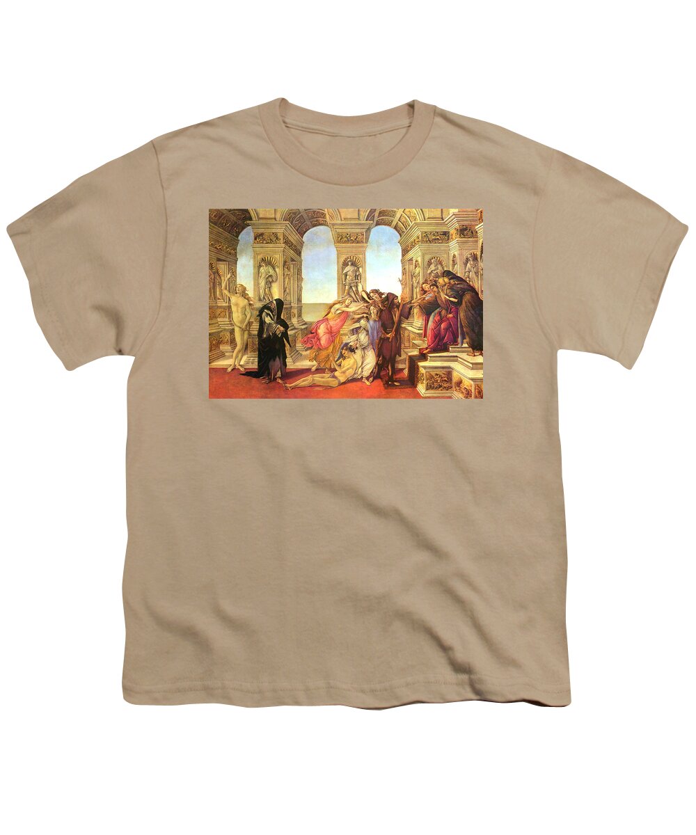 Sandro Botticelli Youth T-Shirt featuring the painting Calumny of Apelles by Sandro Botticelli