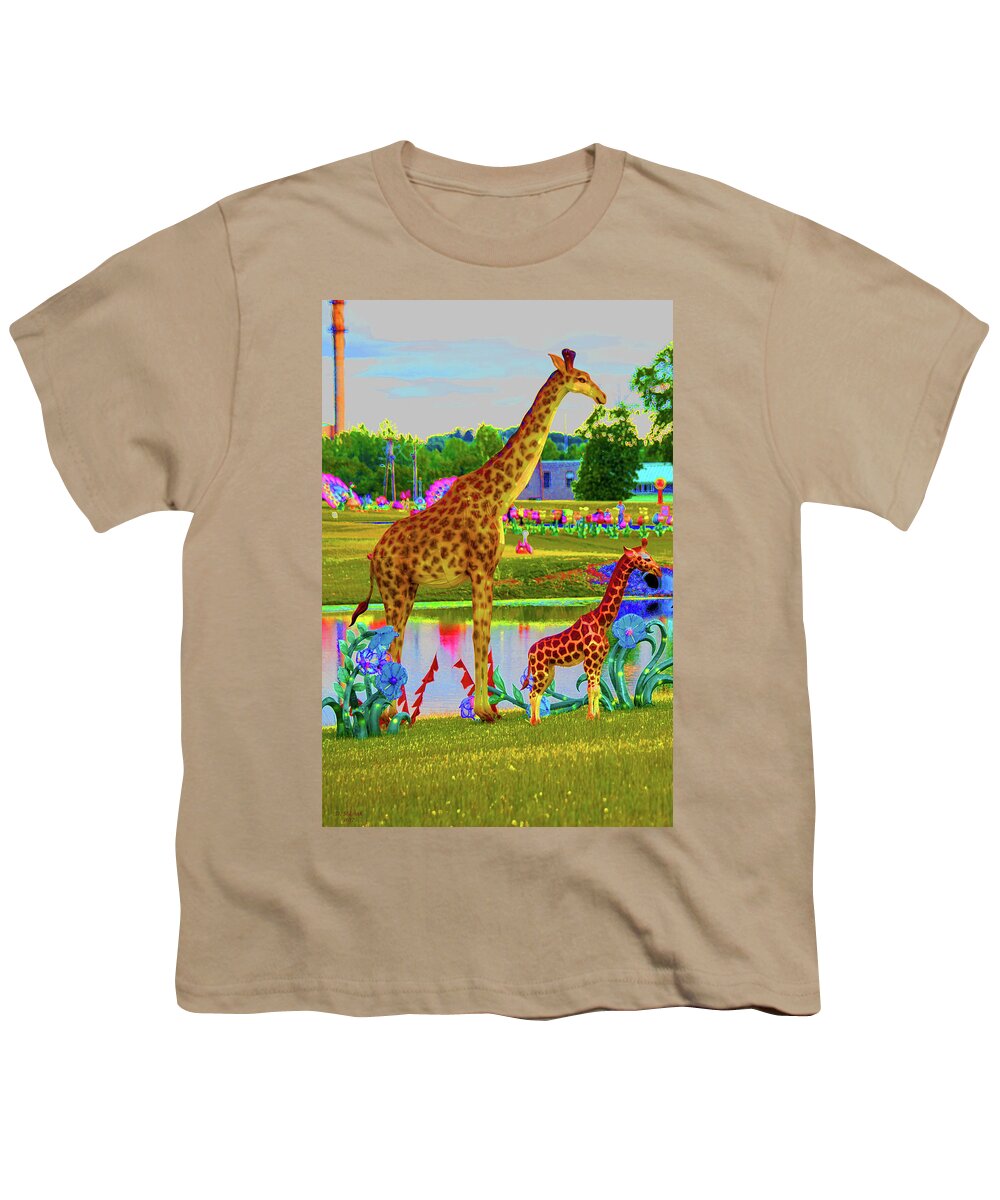 New York State Chinese Lantern Festival Youth T-Shirt featuring the digital art Chinese Giraffe by David Stasiak