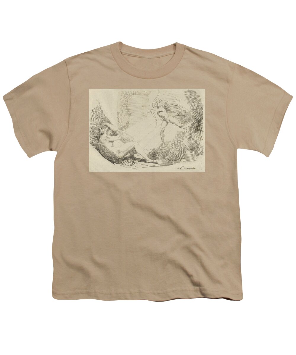 Swiss Art Youth T-Shirt featuring the relief Chrysogone Conceives, in a Ray of Sunshine, Amoretta and Belphoebe by Henry Fuseli