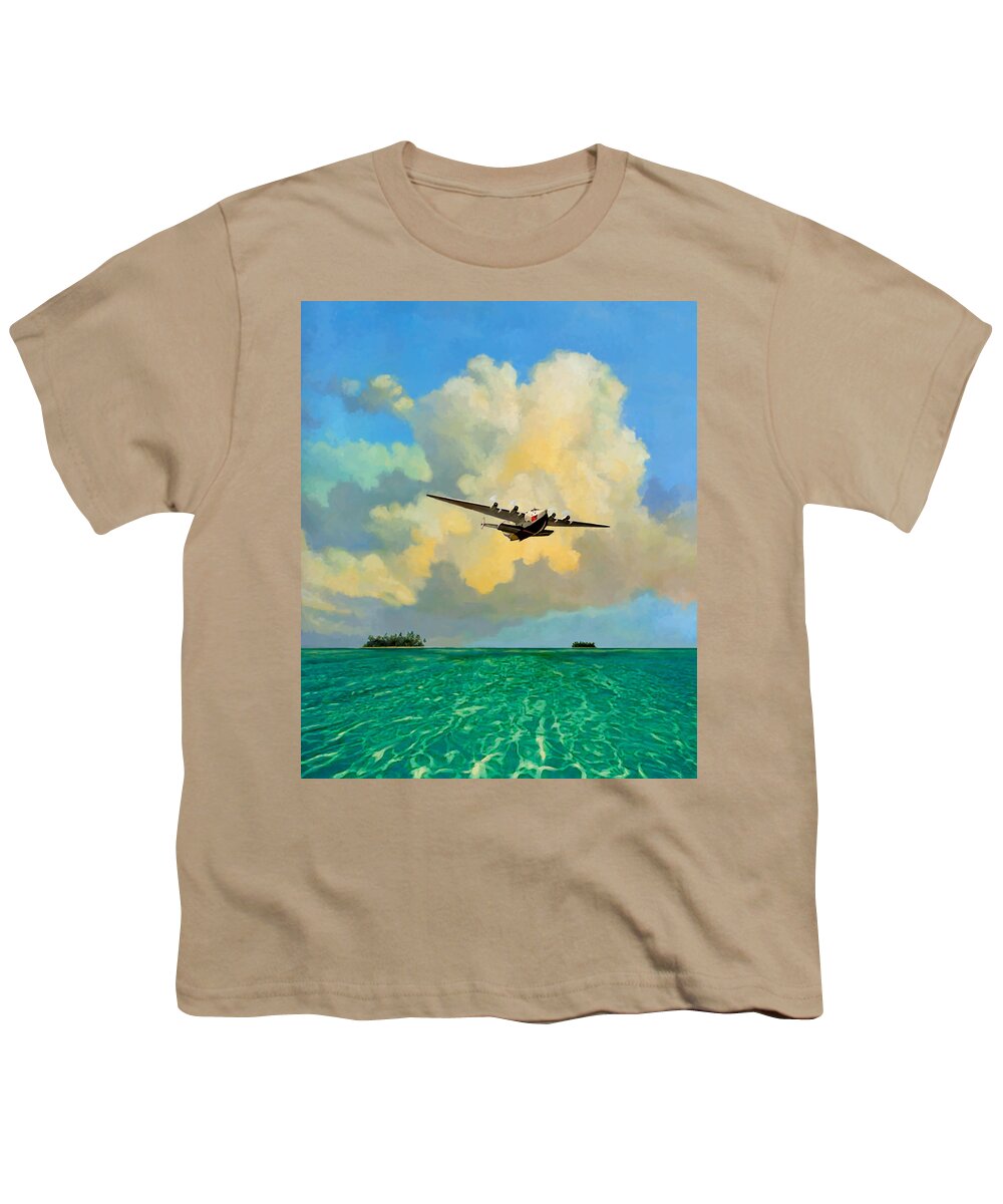 Clipper Airplane Youth T-Shirt featuring the painting Clipper Over the Islands by David Van Hulst