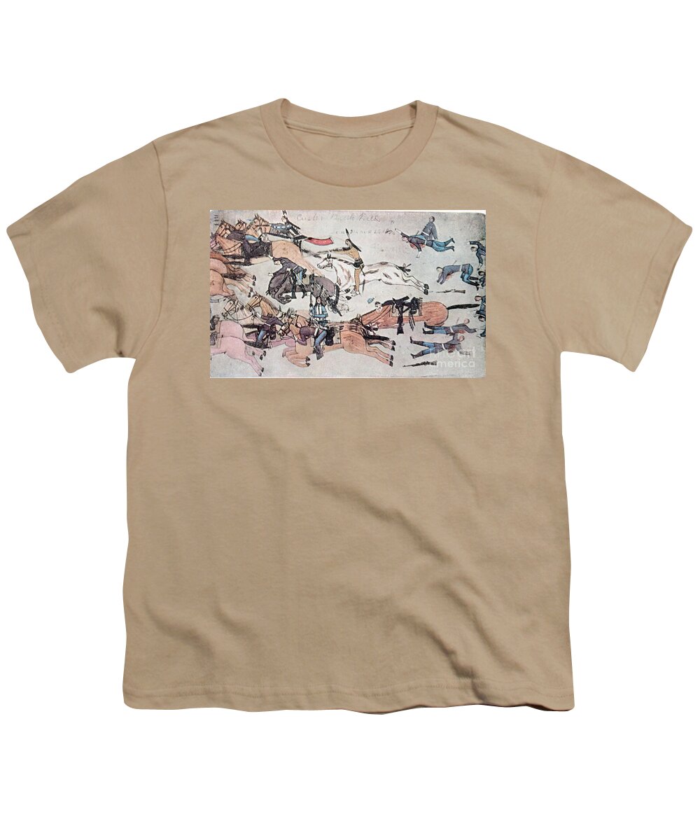 History Youth T-Shirt featuring the photograph Crazy Horse At The Battle Of The Little by Photo Researchers