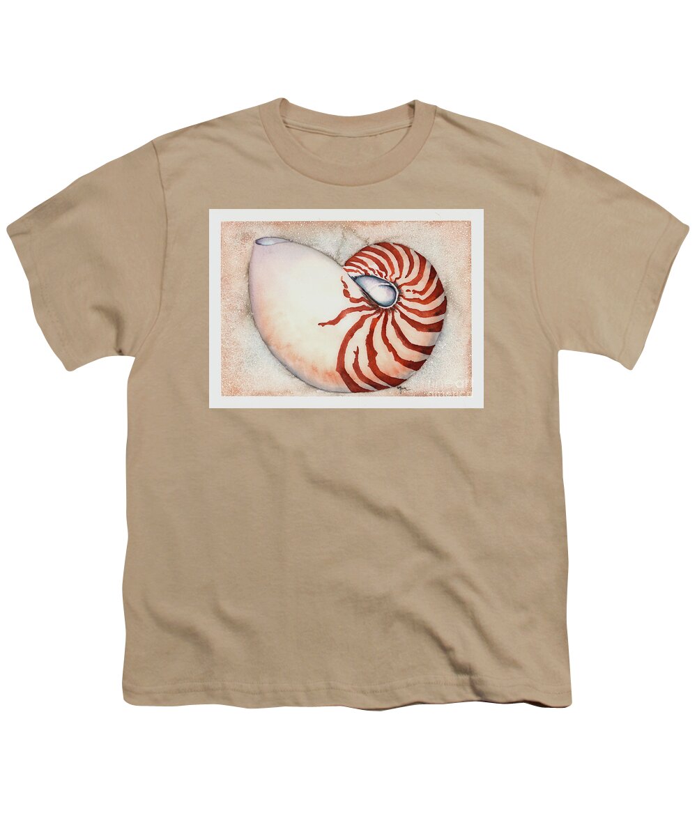 Nautilus Youth T-Shirt featuring the painting Curving Nautilus by Hilda Wagner