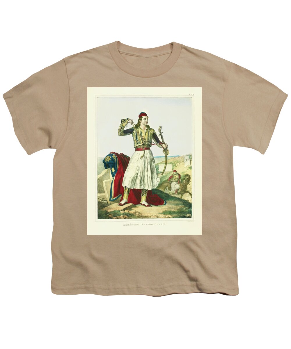 Louis Dupre Youth T-Shirt featuring the drawing Dimitrios Mavromichalis by Louis Dupre
