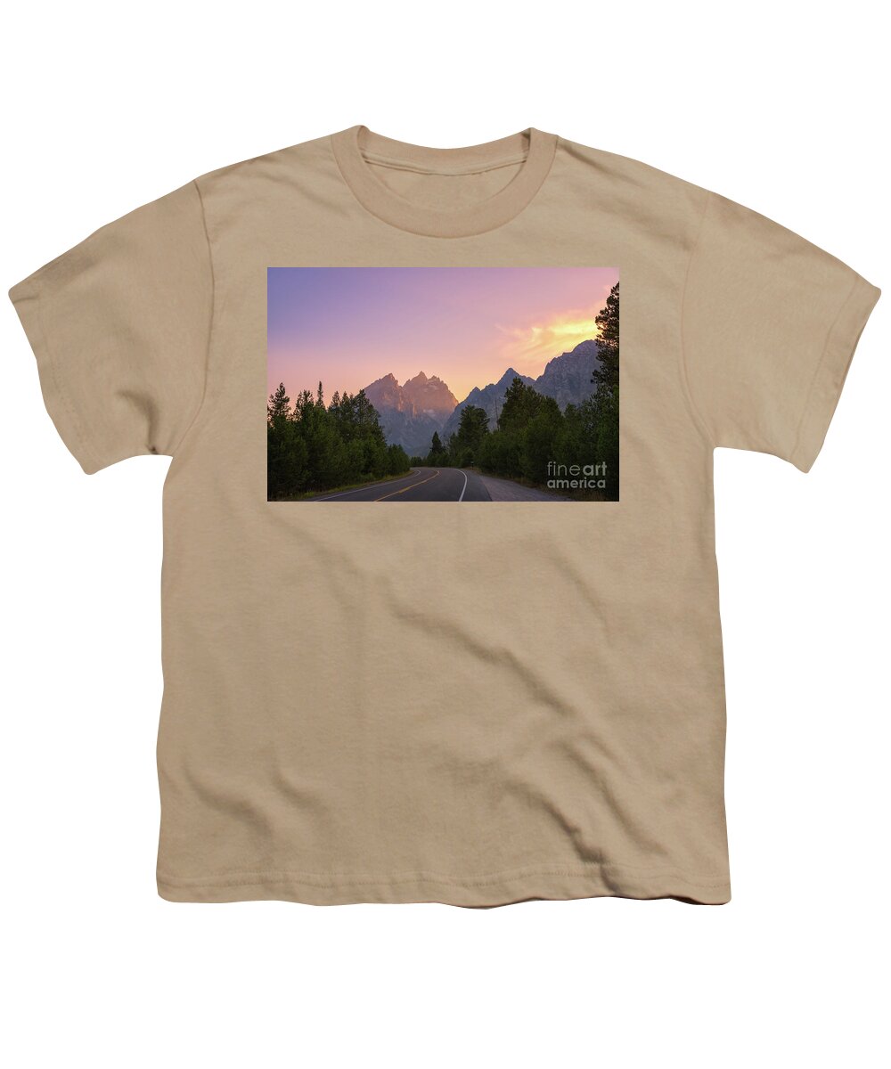 Driving Thru Youth T-Shirt featuring the photograph Driving Through The Tetons by Michael Ver Sprill