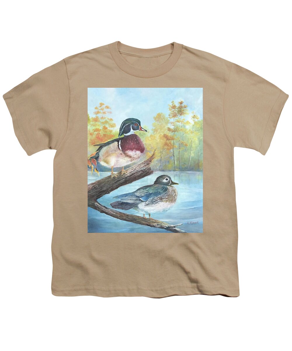 Duck Youth T-Shirt featuring the painting Wood Ducks by ML McCormick