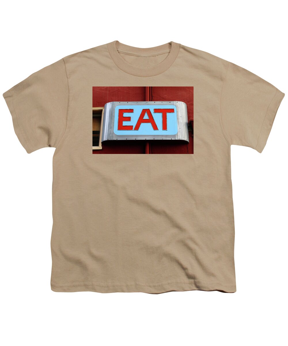 Eat Signs Youth T-Shirt featuring the photograph Eat by Art Block Collections
