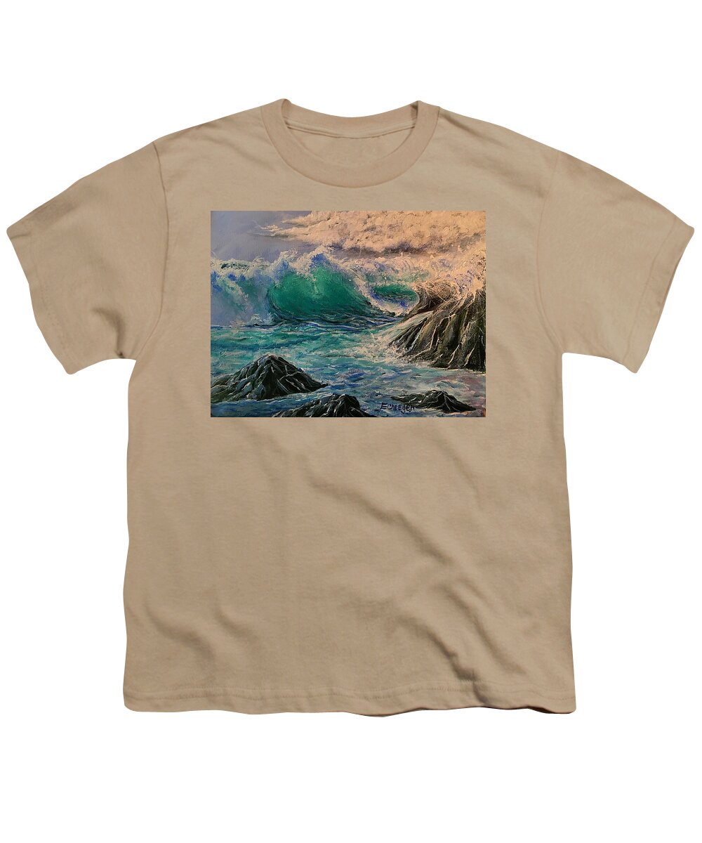 Sea Cliffs Youth T-Shirt featuring the painting Emerald Sea by Esperanza Creeger
