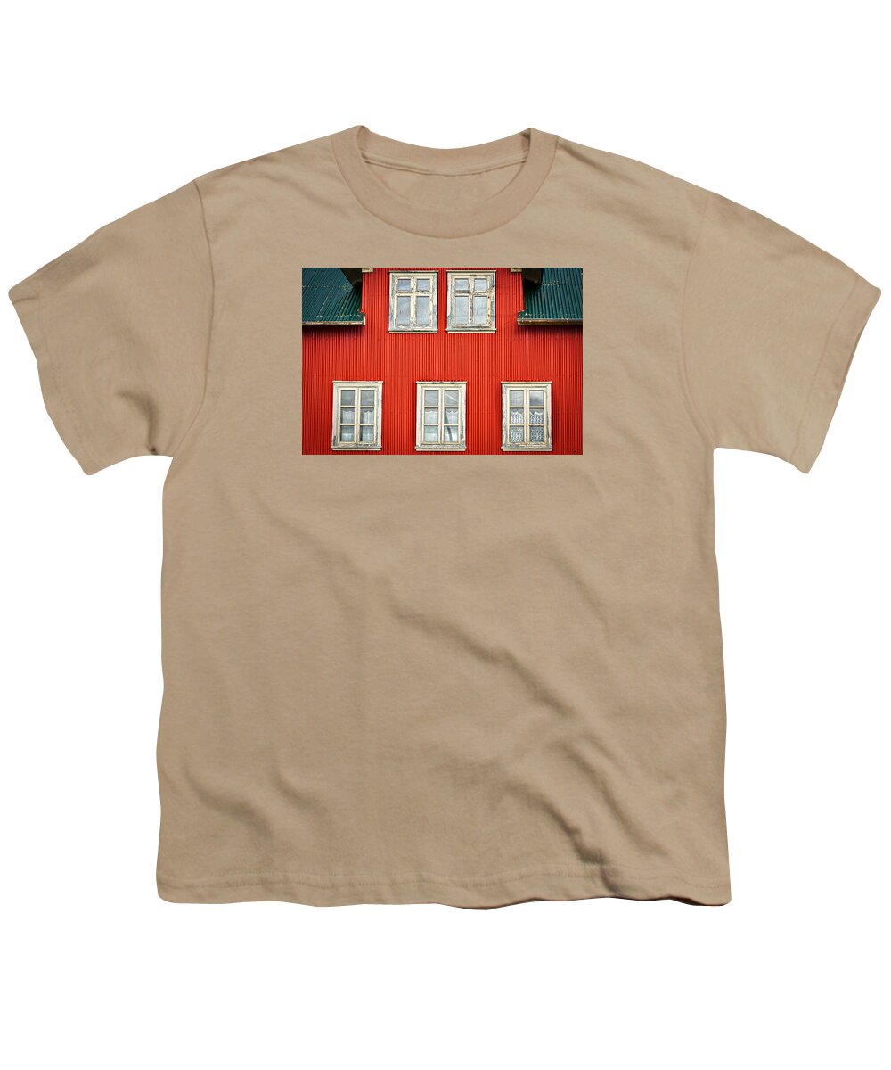Architecture Youth T-Shirt featuring the photograph Facade and Windows - Iceland by Stuart Litoff
