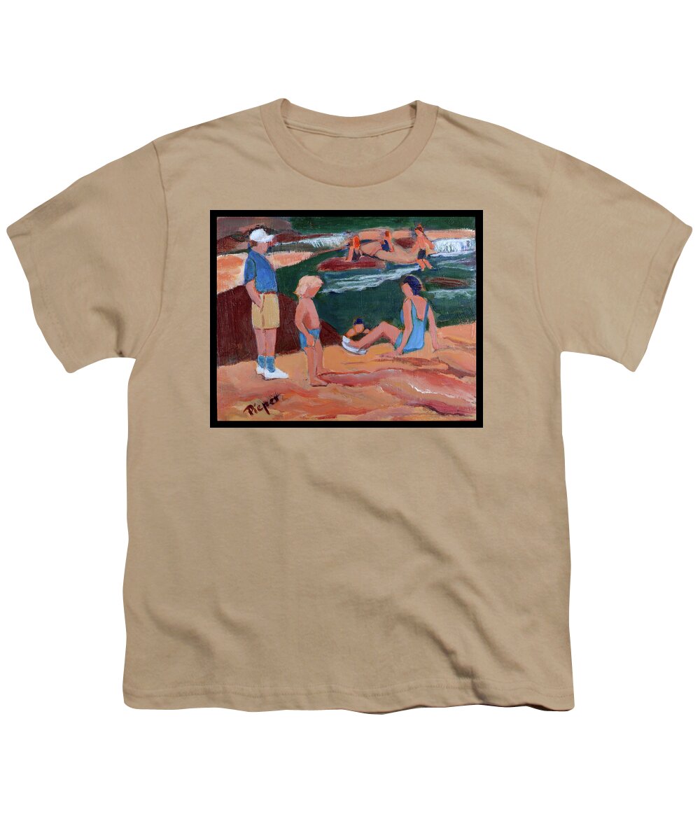 Slide Rock Arizona Youth T-Shirt featuring the painting Family at Slide Rock Park by Betty Pieper