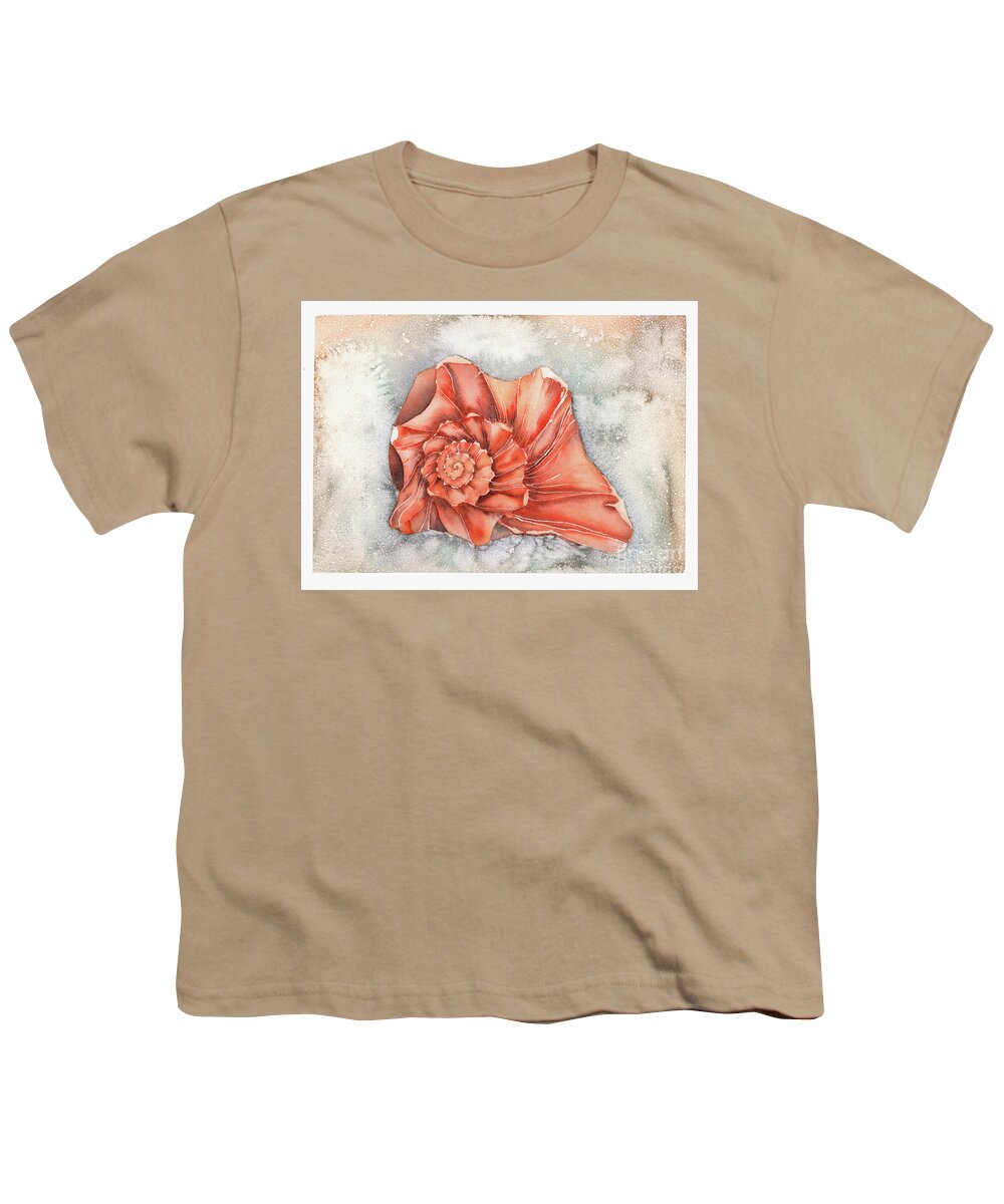 Seashell Youth T-Shirt featuring the painting Florida Whelk by Hilda Wagner