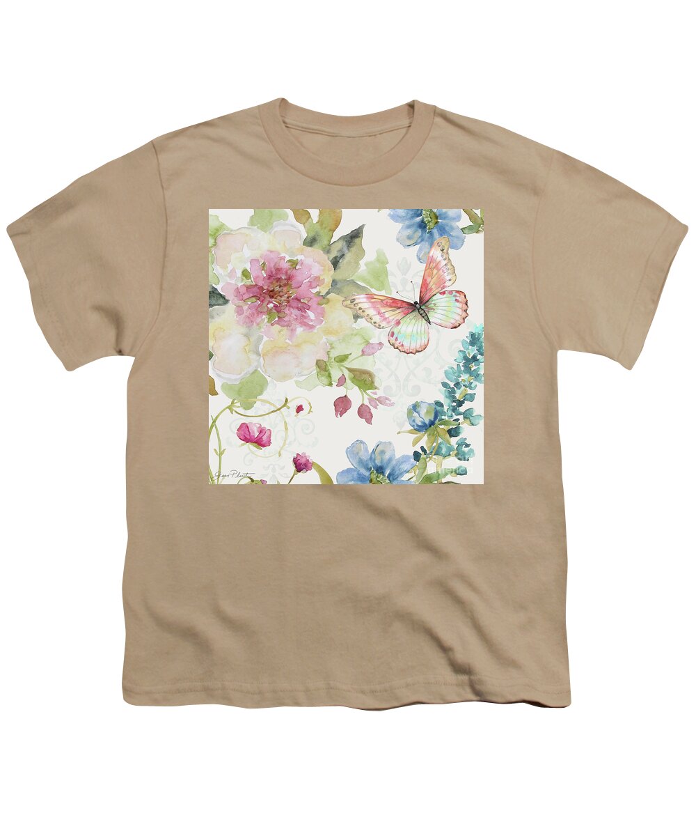Floral Youth T-Shirt featuring the painting Garden Bliss-JP3977 by Jean Plout
