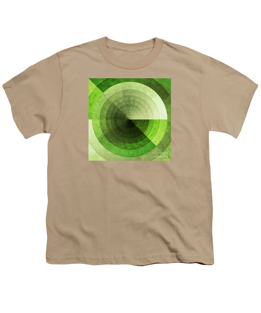 Green Youth T-Shirt featuring the digital art Green Grunge Circles by Phil Perkins